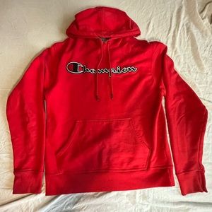 Red champion hoodie